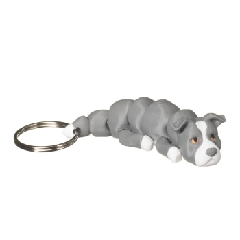 Brelok 3D amerykański pitbulterier szaro biały